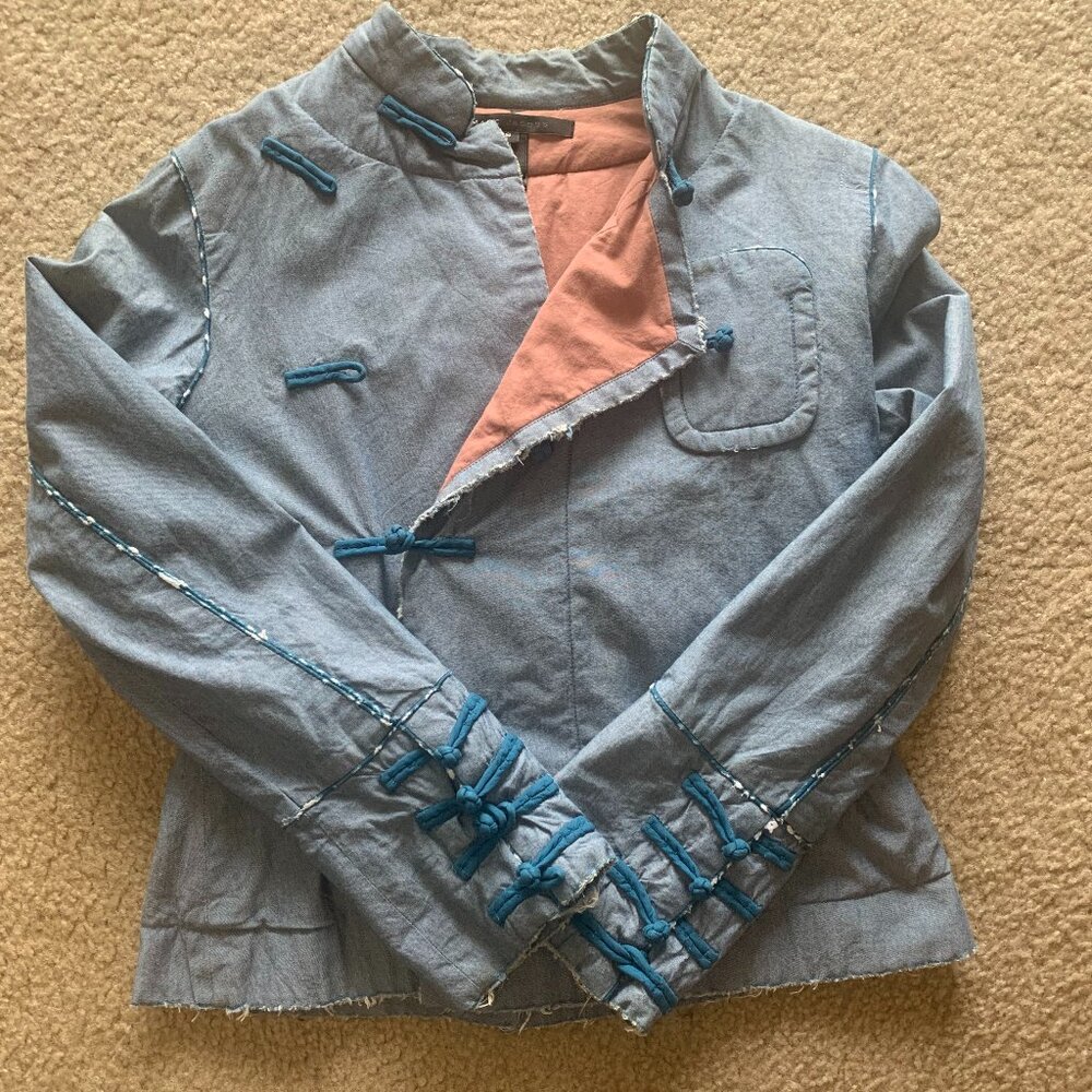 Marc Jacobs Quilted Denim Frog Closure Jacket – Size Small